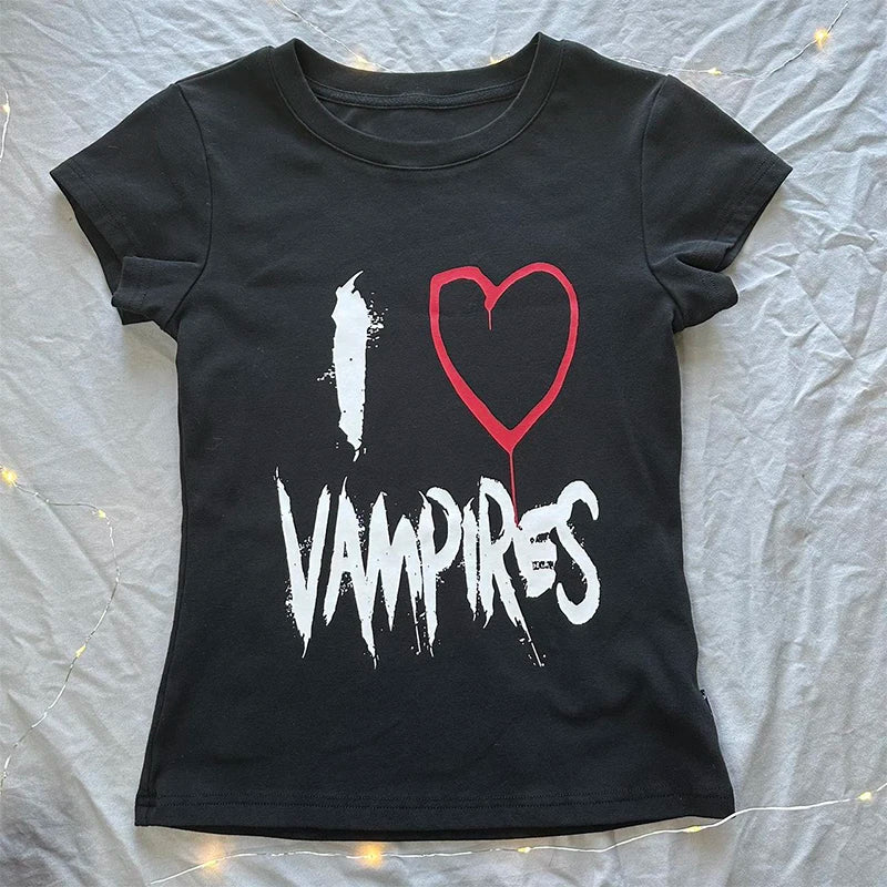 Grunge Cartoon Print Cotton T-shirt