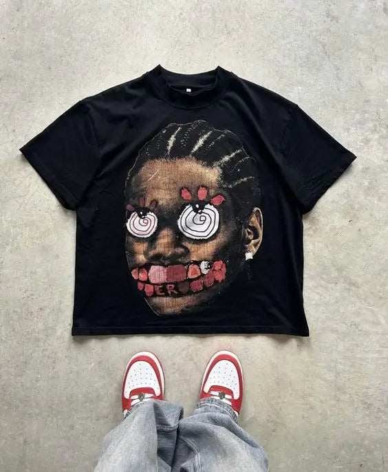 Y2K Retro Graphic Printed Oversized Cotton T-shirt