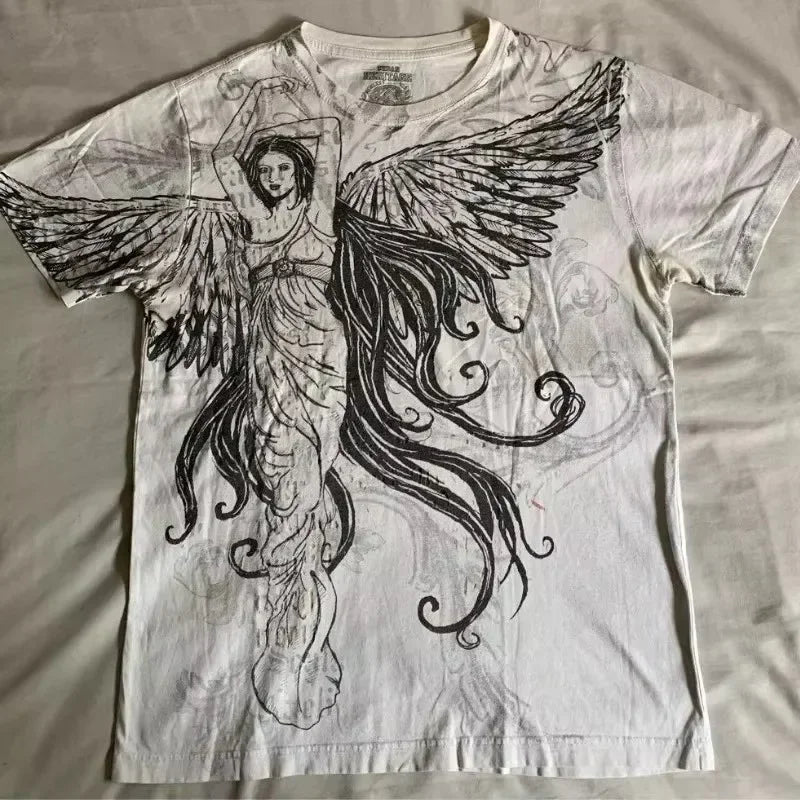 Gothic Print Loose Cotton T-shirt