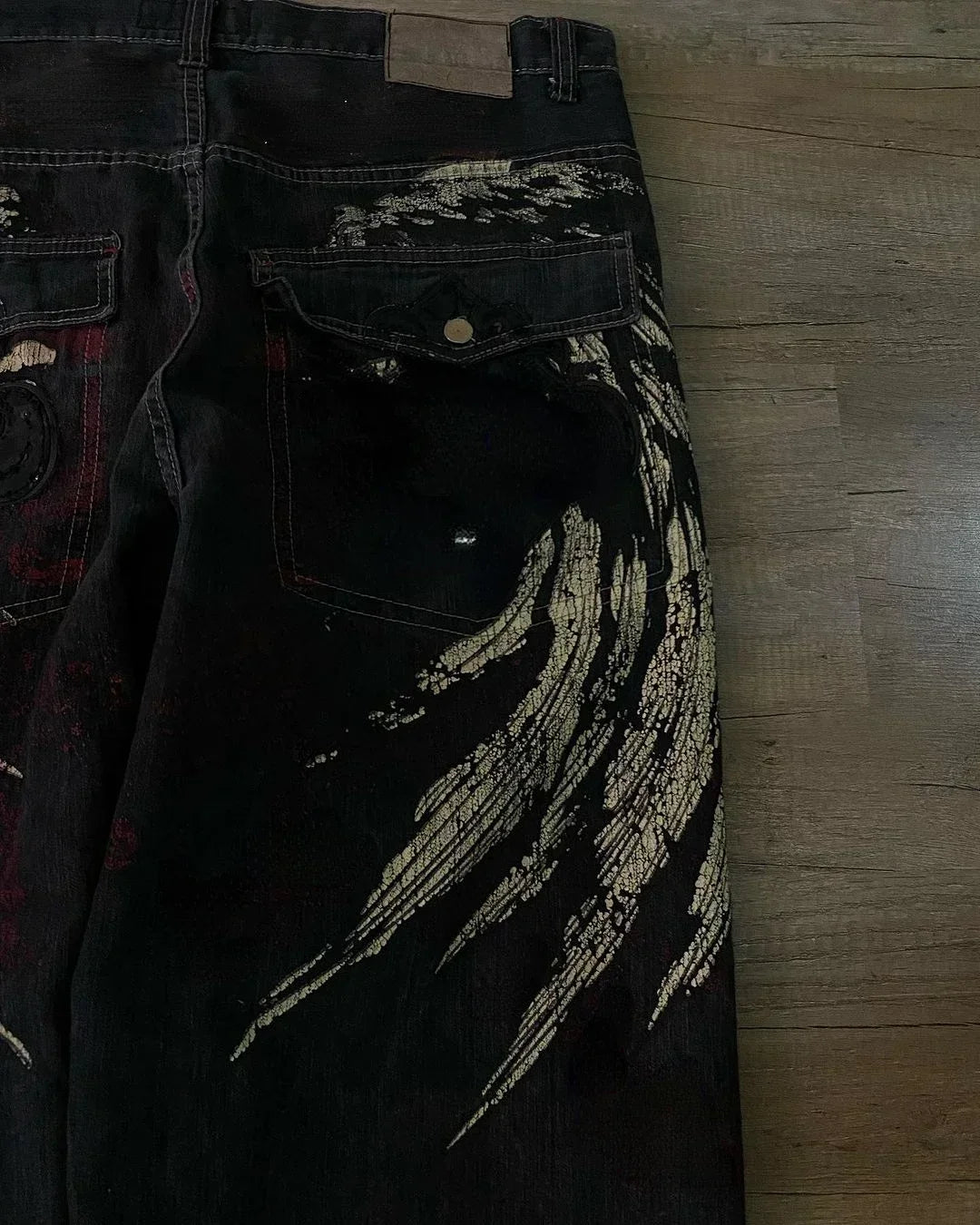 Y2K Gothic Wing Embroidery Pant