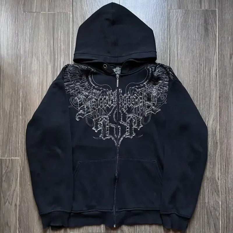 Gothic Retro Pattern Zipper Hoodie