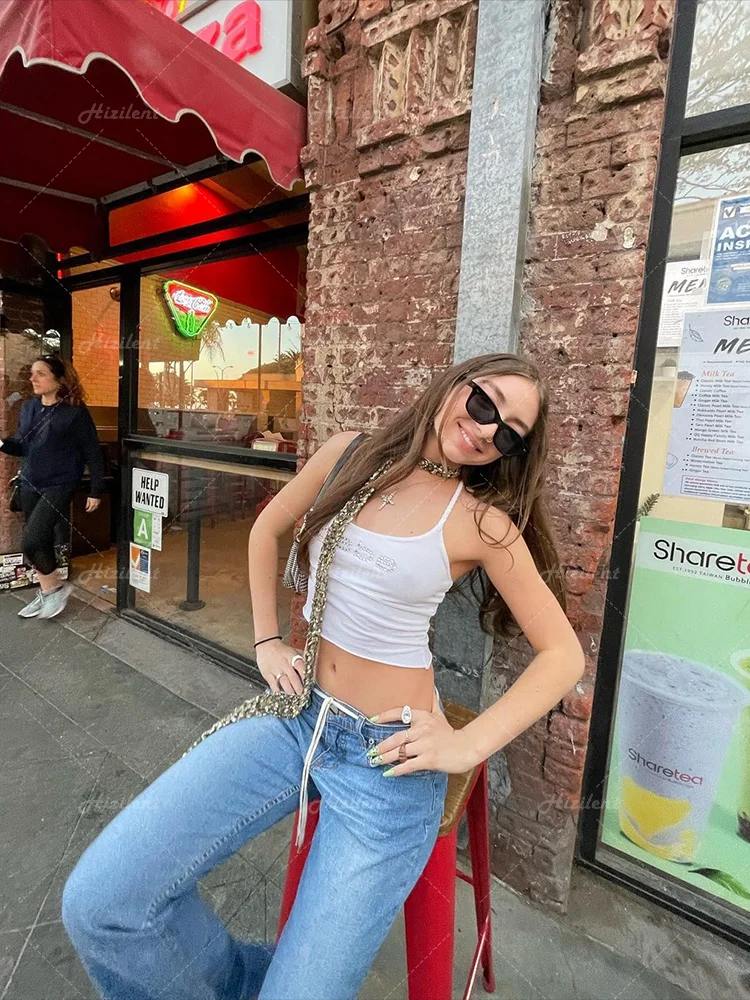 European Rhinestone Off-shoulder Crop Top
