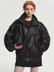 Long Sleeve Brown Leather Jacket