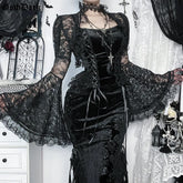 Sheer Flare Sleeve Mesh Top