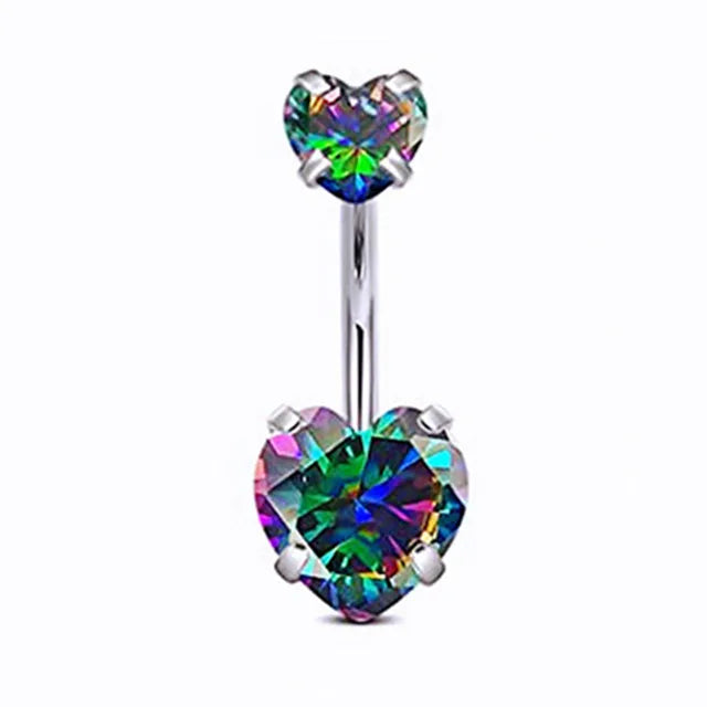 Heart Crystal Dangle Gothic Belly Ring