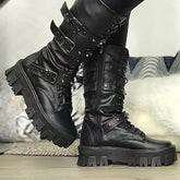 Punk Zipper Motorcycle Mid-Calf Gothic Boot