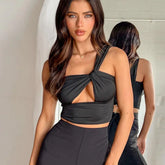 Spicy Girl One Shoulder Open Back Crop Top