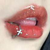 Cross Hinged Heart Lip Stud