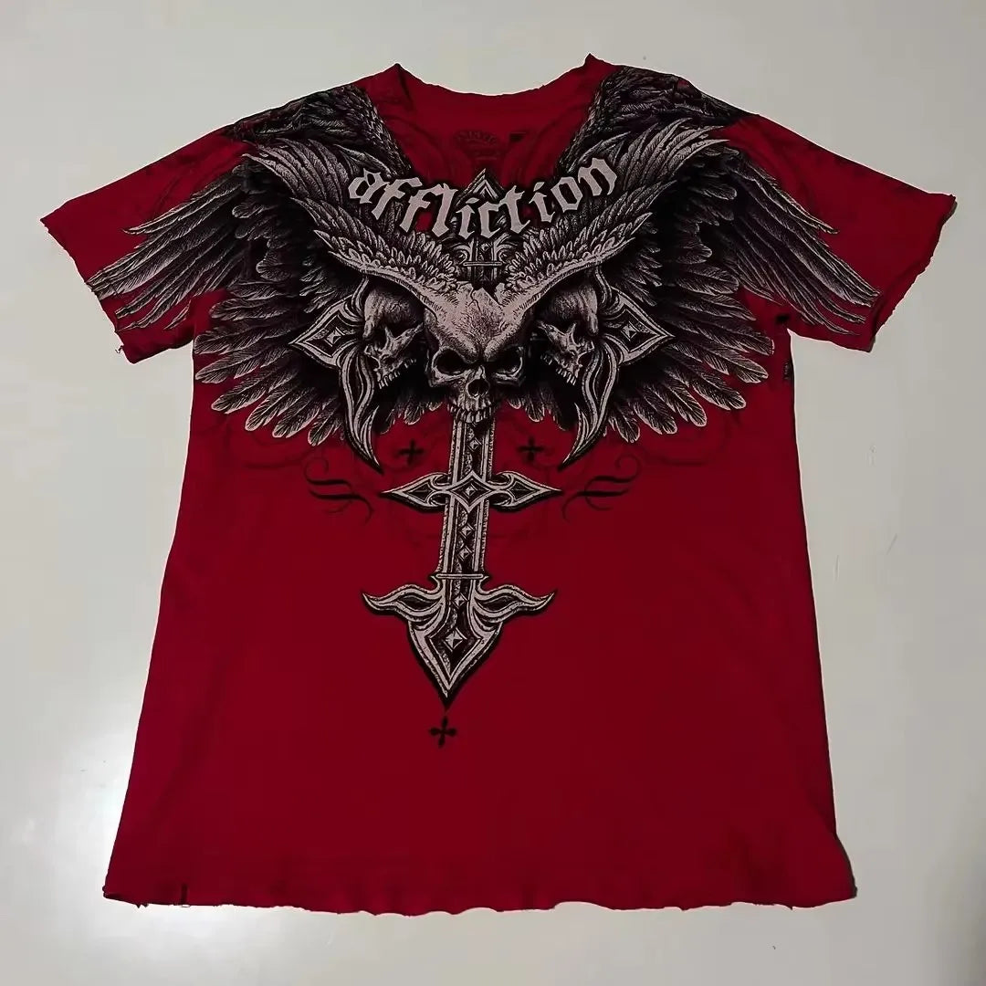 Colorful Wings Print Cotton T-shirt
