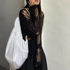 Openwork Crochet Mesh Top