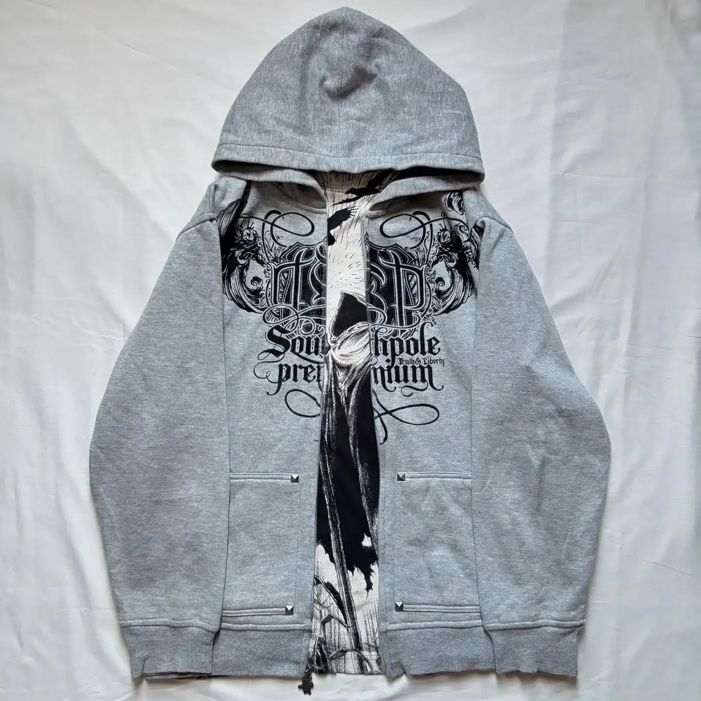 Gothic Skull Print Oversized Hoodie