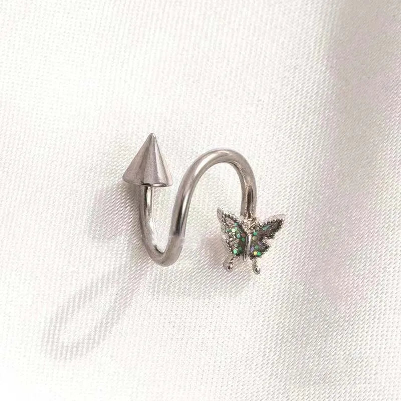 Butterfly S-Shaped Spike Lip Stud