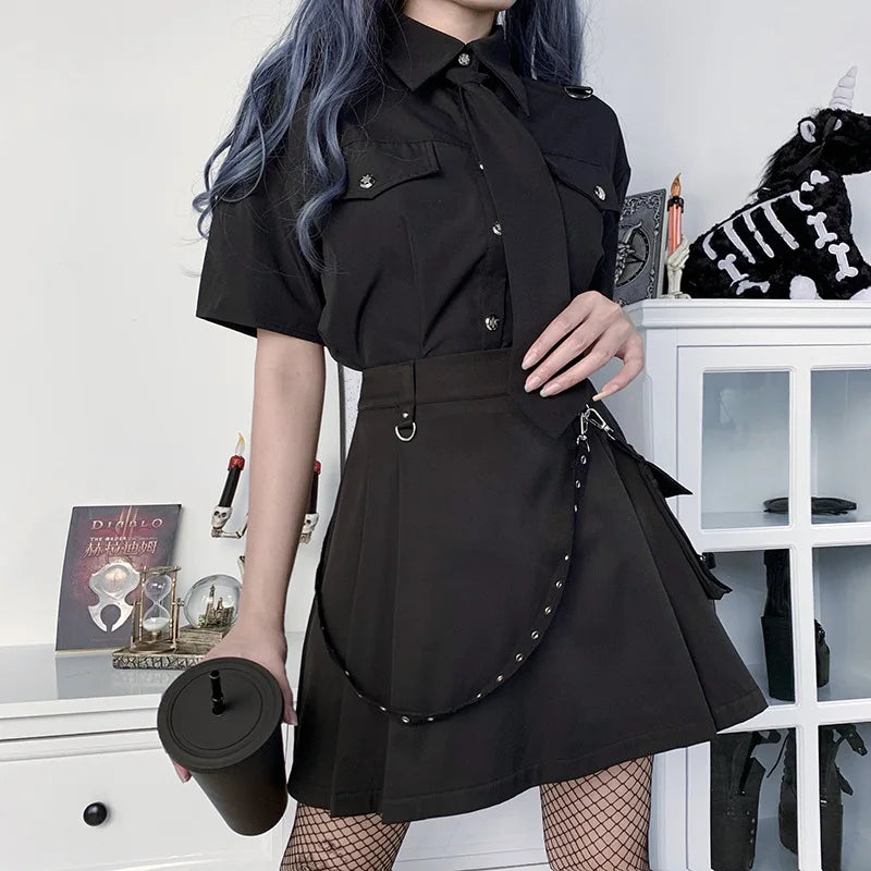 Pocket A-line Preppy Street Skirt
