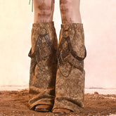 Gothic PU Chain Leg Sock