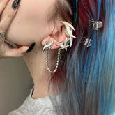 Punk Darts Chain Tassel Clip Stud Earring