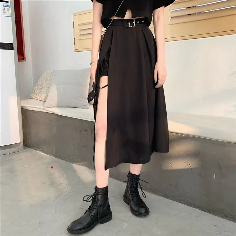 Ruched Patchwork Pleated Skirt
