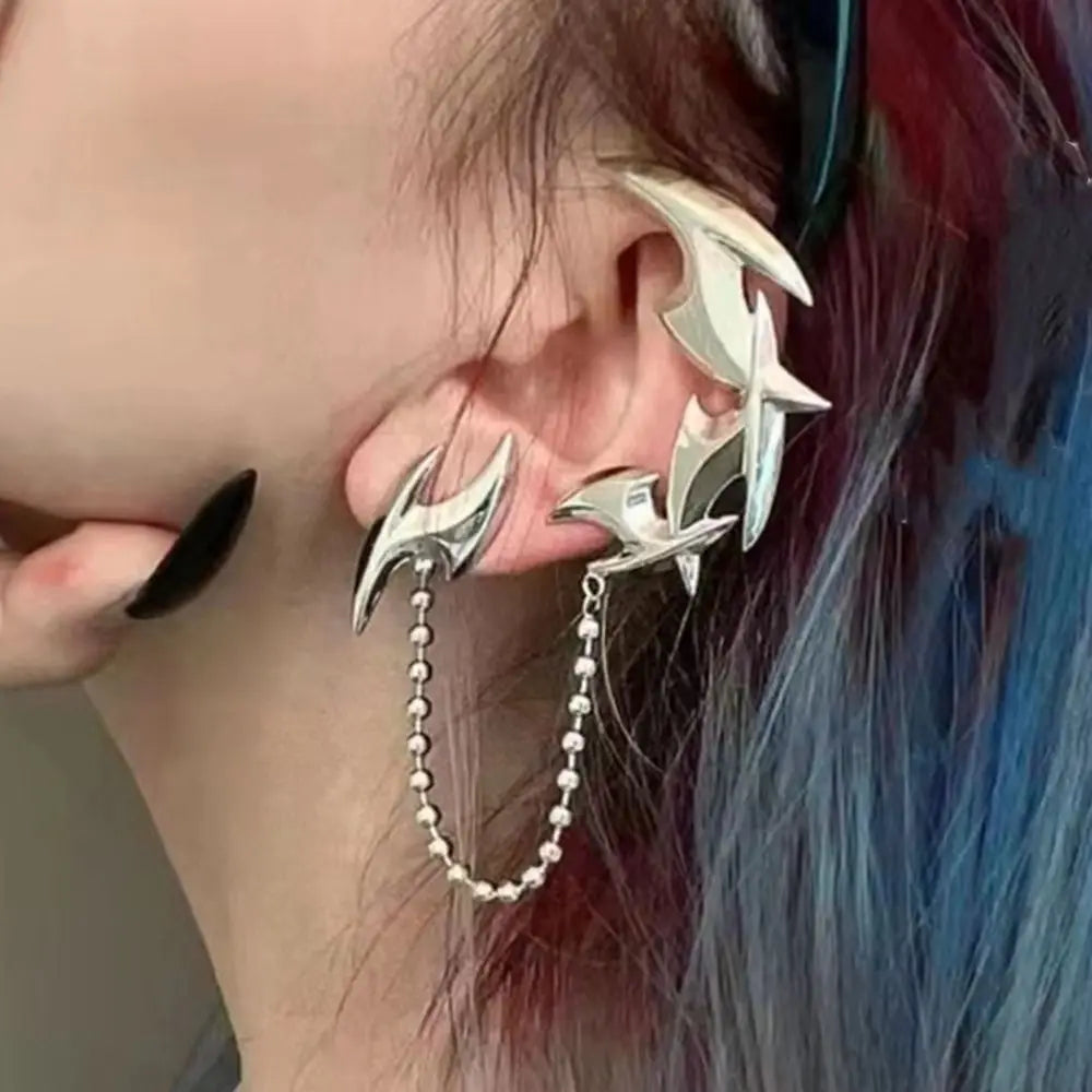 Vintage Cyberpunk Geometric Clip Earring