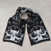 Y2K Punk Devil Cat Double-sided Knit Scarf