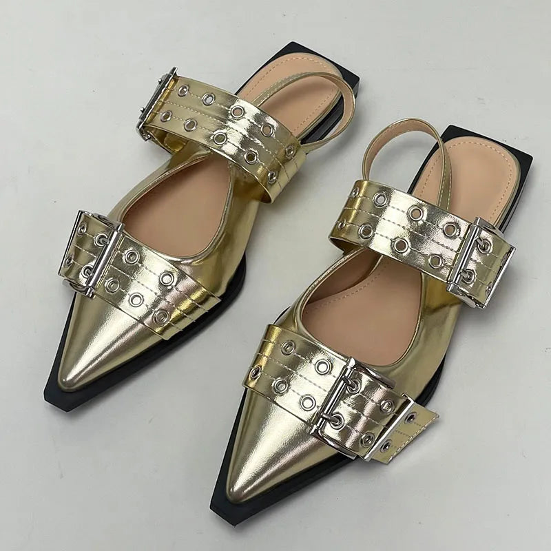 Big Size 43 Fashion Shallow Slingbacks Pointed Toe Flat
