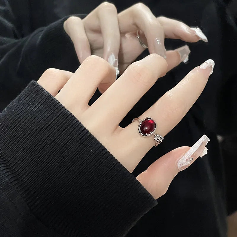 Y2K Gothic Irregular Stone Animal Ring