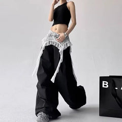 Lace Patchwork Wide Leg Pants