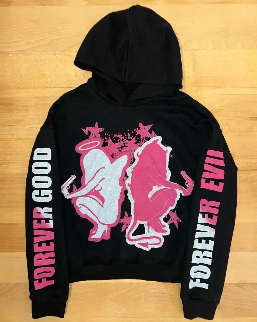 Gothic Print Oversized Hoodie