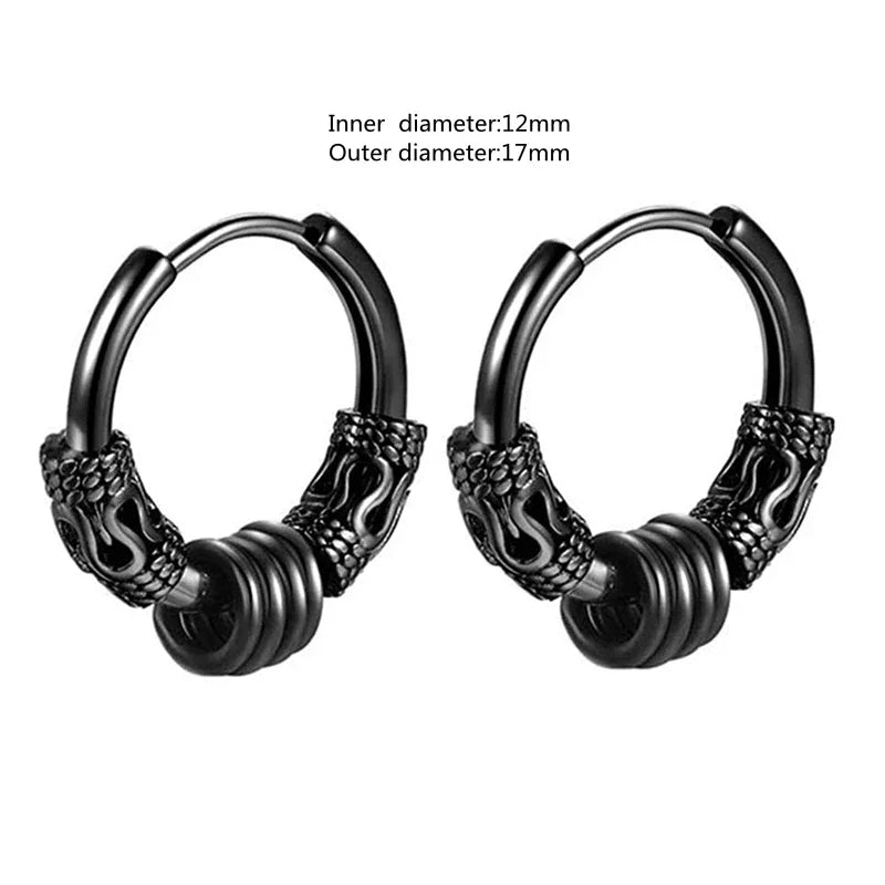 Gothic Black Skull Awl Rock Statement Earring