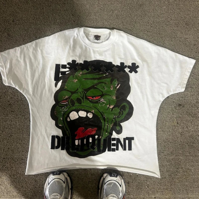 Funny Pattern Print Loose Cotton T-shirt
