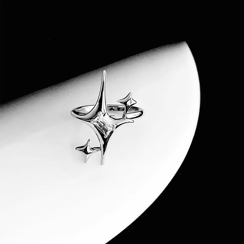 Gothic Black Cross Star Ring