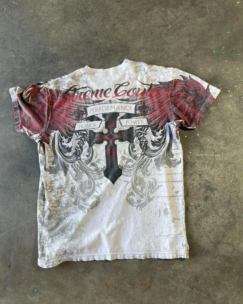 Skull Print Oversized Cotton T-shirt