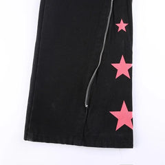 Star Print Straight Pants