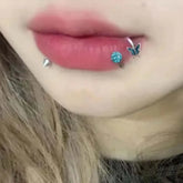 Crystal Butterfly S-Shaped Lip Stud