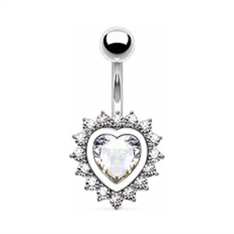 Heart Crystal Dangle Gothic Belly Ring