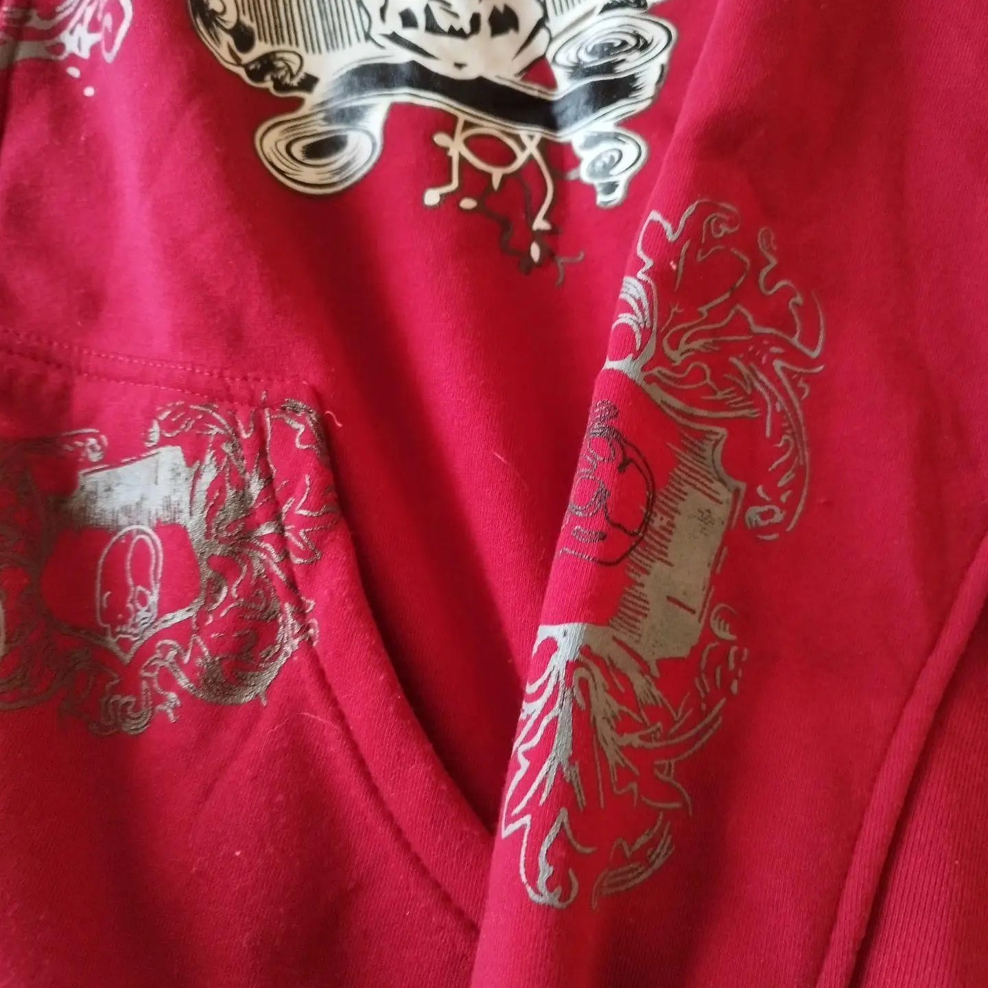 Gothic Skull Print Zip Up Hoodie