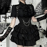 Gothic Ruffle Short Sleeve Blouse