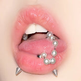 Acrylic Pearl With Chain Cute Tongue Ring