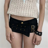 Metal Buckle Low Waist Short