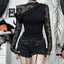 Dark Gothic Mesh Patchwork Blouse