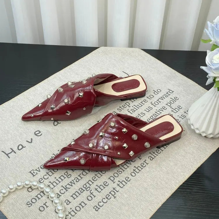 Leather Rivet Flat Gothic Sandal