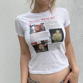 Gothic Letter Print Crop Cotton T-shirt