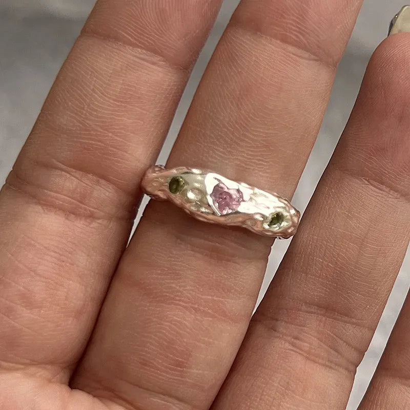 Y2K Crystal Heart Gothic Ring
