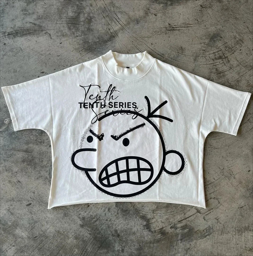 Letter Print Loose Cotton T-shirt