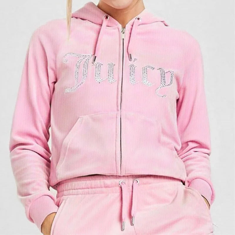 Gothic Rhinestone Zip Hoodie