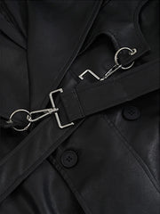 Loose Fit Long PU Leather Long Coat