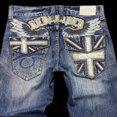 Pattern Embroidery Wide Leg Pants