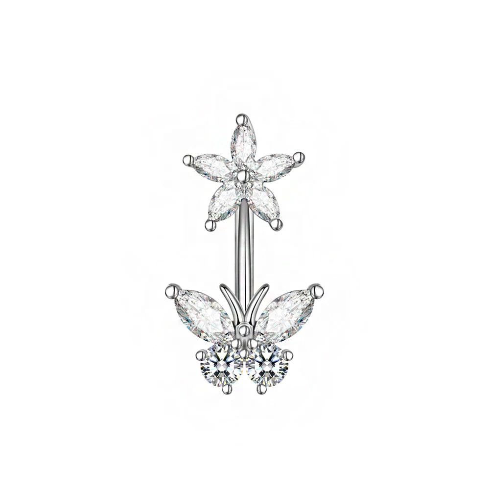 Gothic Butterfly Pendant Belly Ring