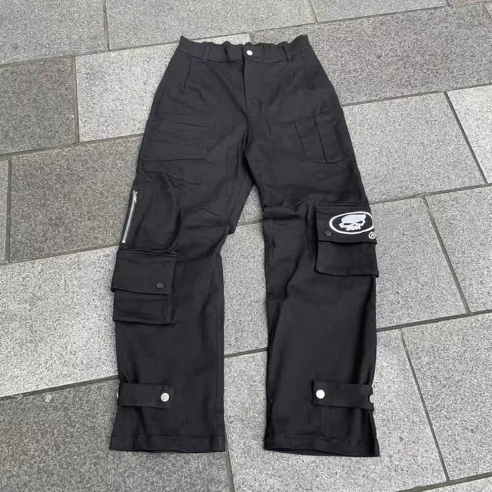 Retro Gothic Skull Embroidery Pant
