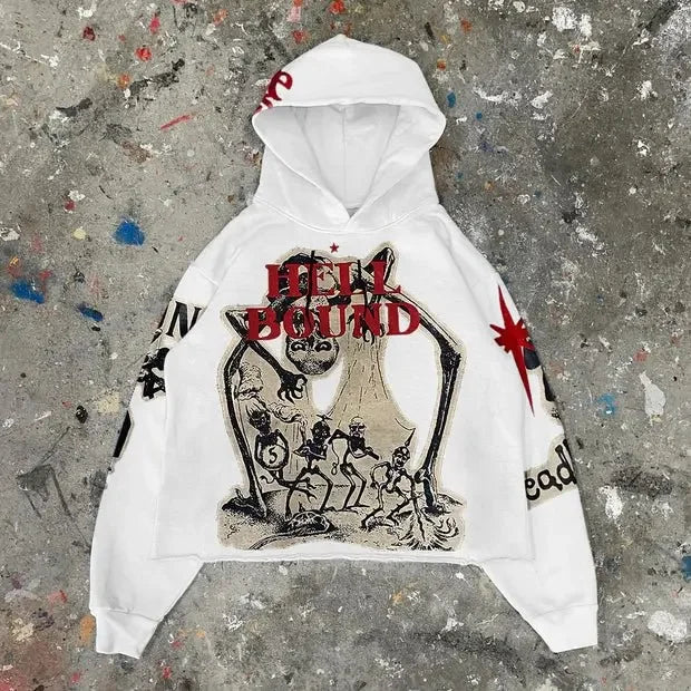 Gothic Mummy Print Oversized Hoodie