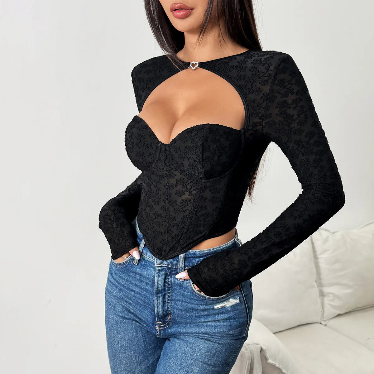 Fishbone Diamond Shaping Slim Crop Top