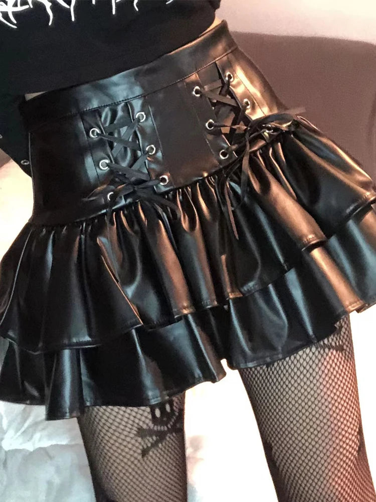 Lace-up Corset High Waist Skirt